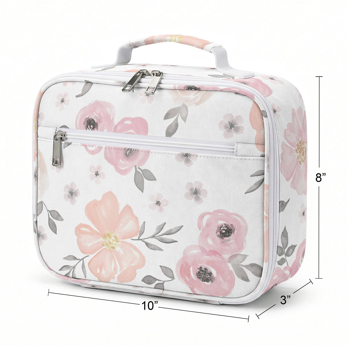 Watercolor Floral Pink and Grey Collection Small Kids Lunch Box