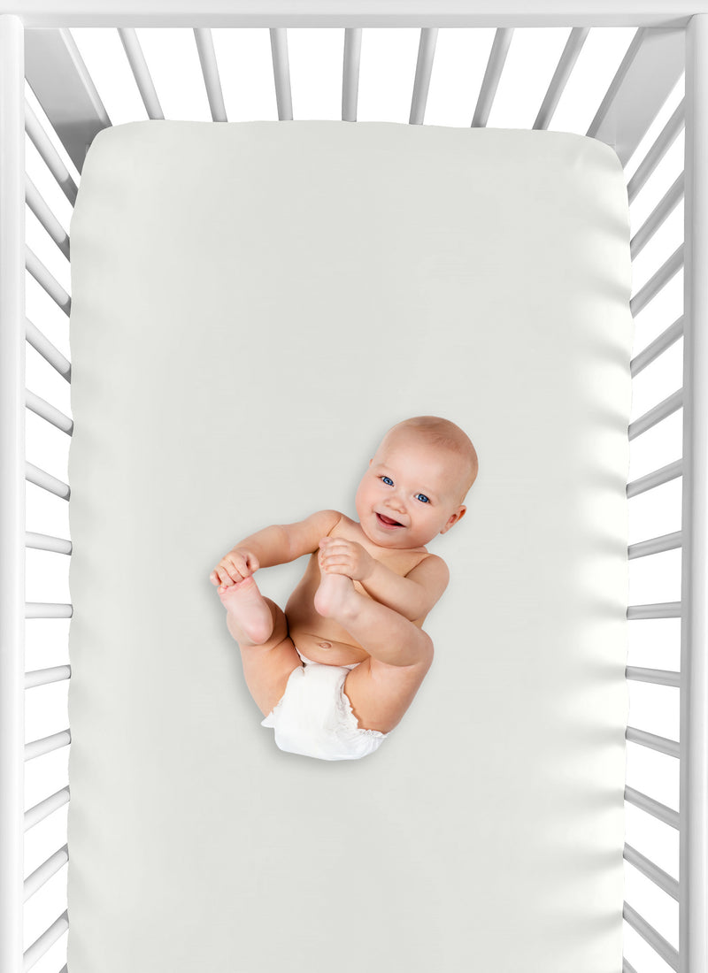 Watercolor Magnolia Collection Sage Green and Ivory Crib Sheet - Solid Ivory