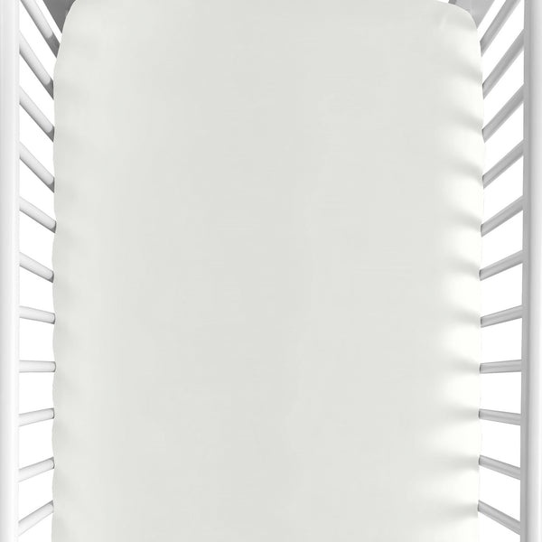 Watercolor Magnolia Collection Sage Green and Ivory Crib Sheet - Solid Ivory