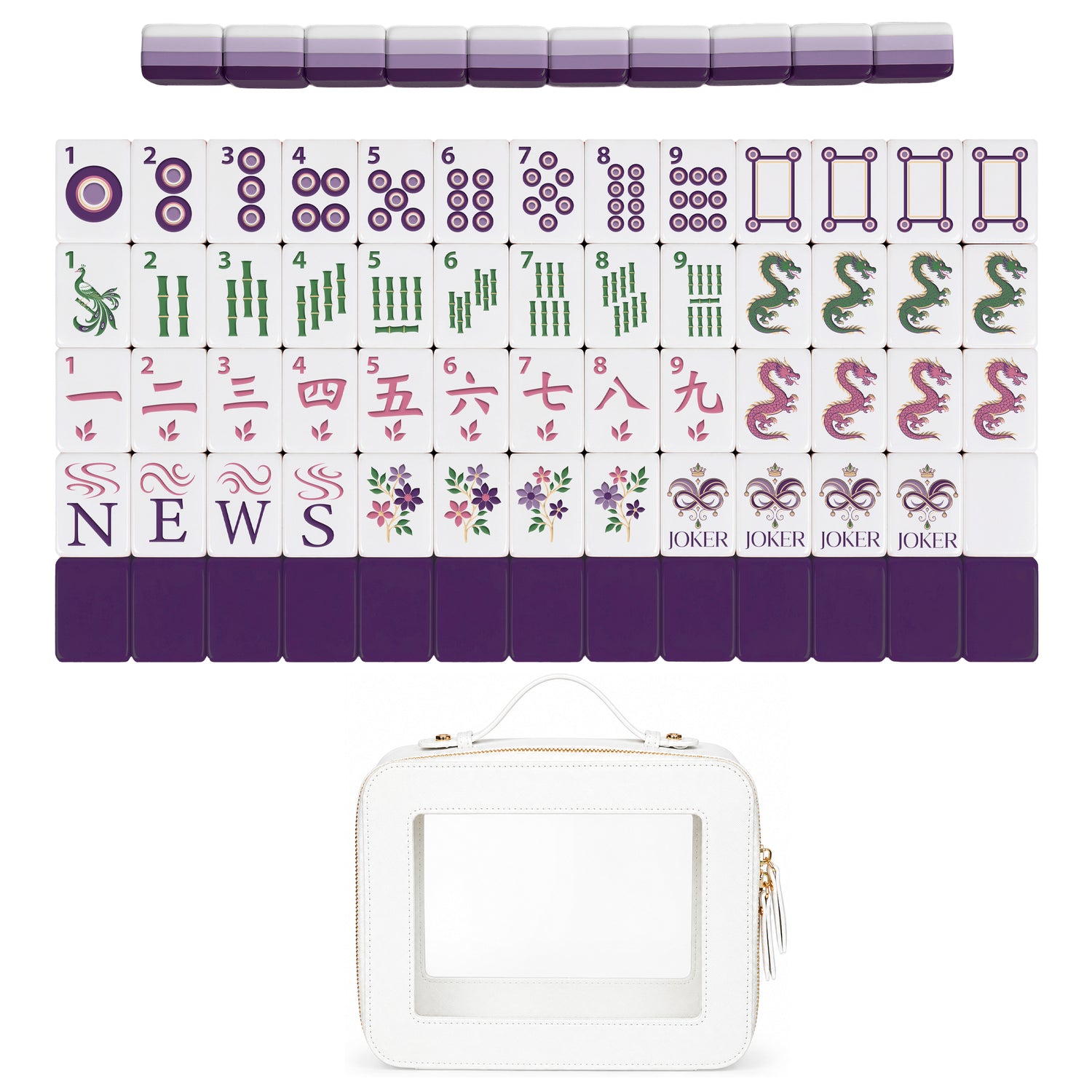 Purple Classic Collection American Mahjong Tile Set (160pc) 1.24in. Layered Acrylic with Travel Bag