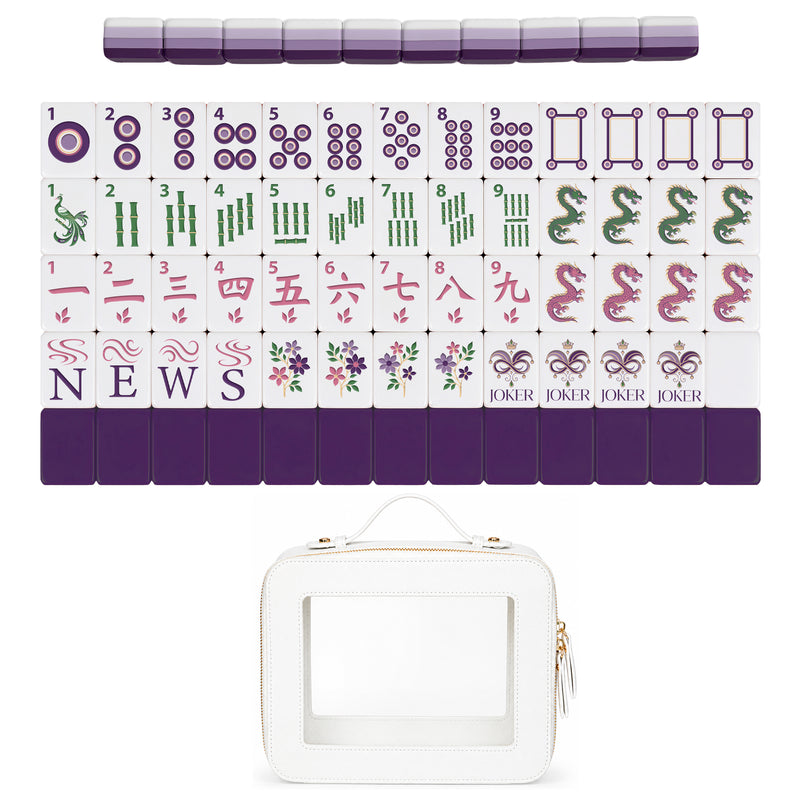 Purple Classic Collection American Mahjong Tile Set (160pc) 1.24in. Layered Acrylic with Travel Bag