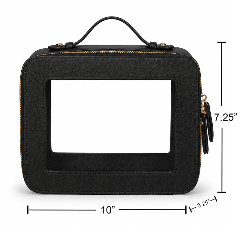 Clear Mahjong Tile Bag with Zipper - Black