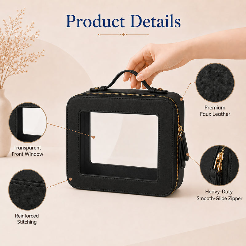 Clear Mahjong Tile Bag with Zipper - Black