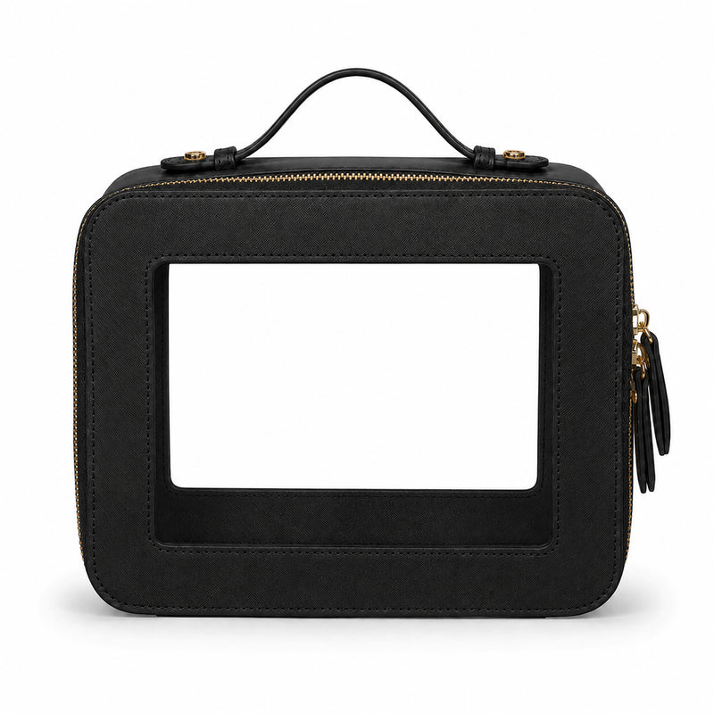 Clear Mahjong Tile Bag with Zipper - Black
