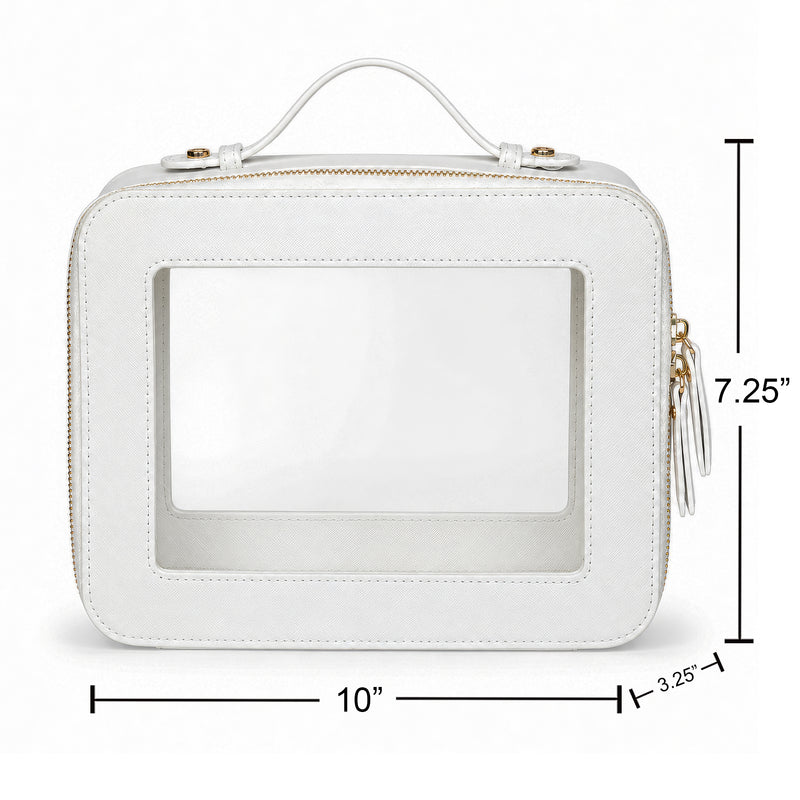 Clear Mahjong Tile Bag with Zipper - White