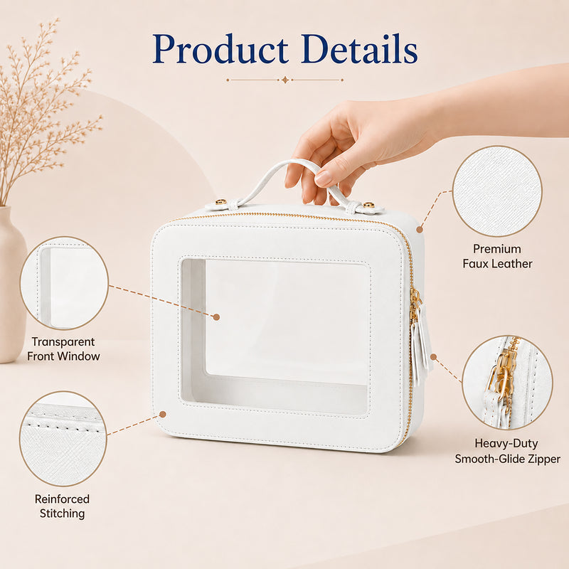 Clear Mahjong Tile Bag with Zipper - White