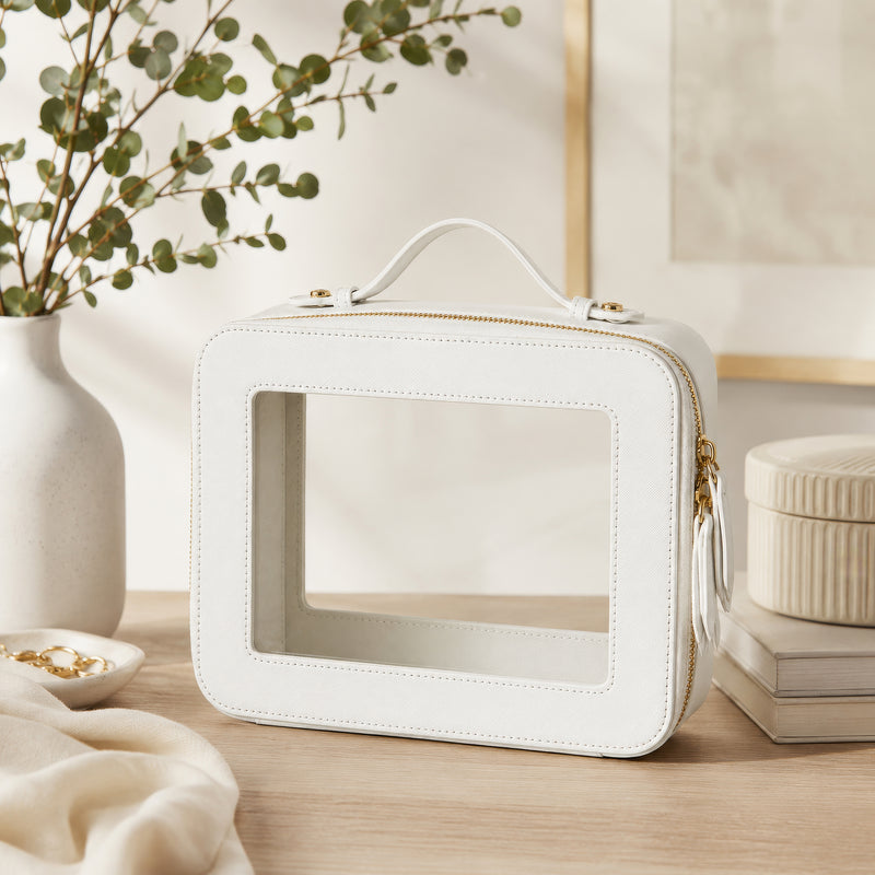 Clear Mahjong Tile Bag with Zipper - White