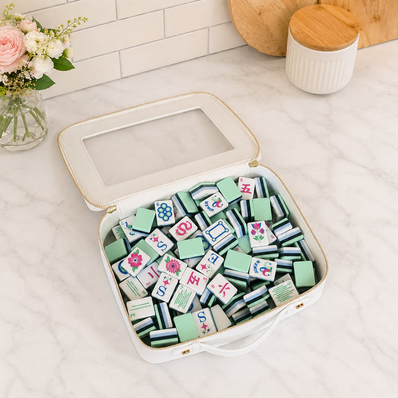 Clear Mahjong Tile Bag with Zipper - White