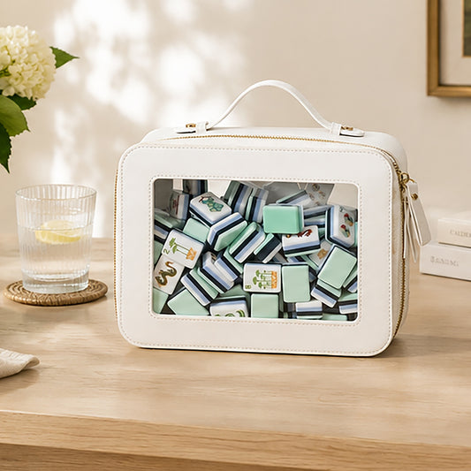 Clear Mahjong Tile Bag with Zipper - White
