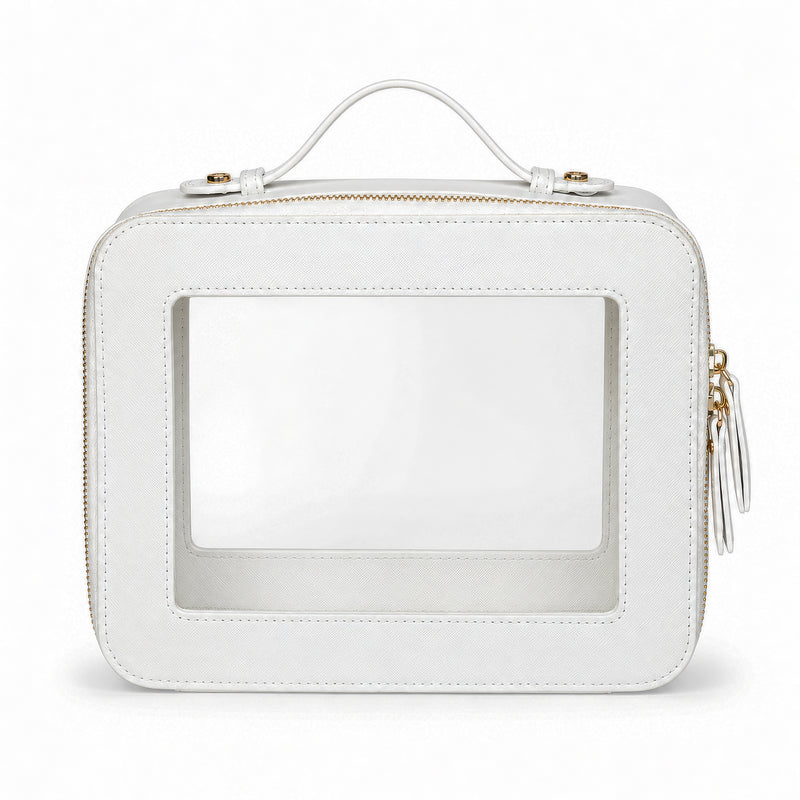 Clear Mahjong Tile Bag with Zipper - White