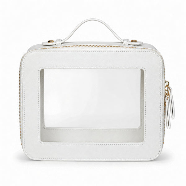 Clear Mahjong Tile Bag with Zipper - White
