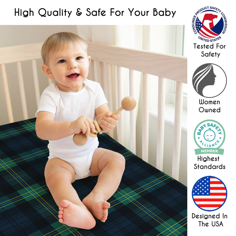 Mallard Duck Collection Crib Sheet - Gingham Plaid Print