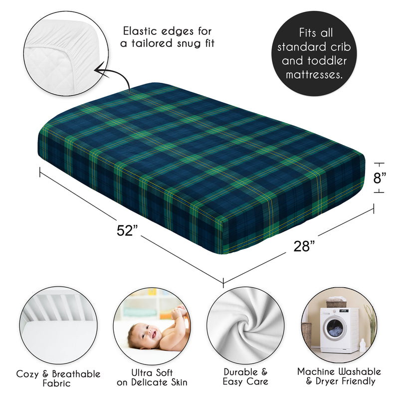 Mallard Duck Collection Crib Sheet - Gingham Plaid Print