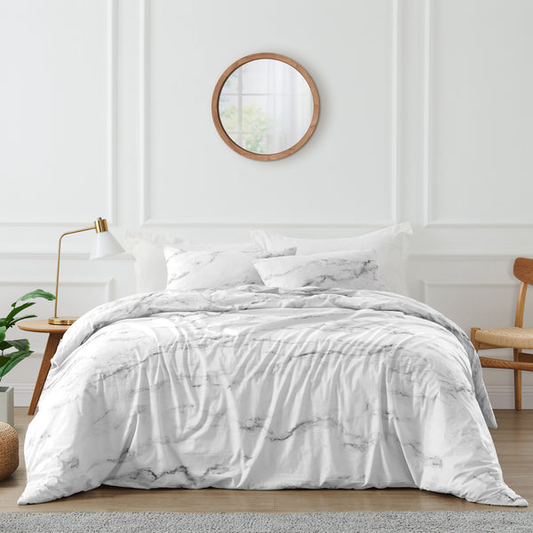 Marble Black and White Full/Queen Bedding Collection