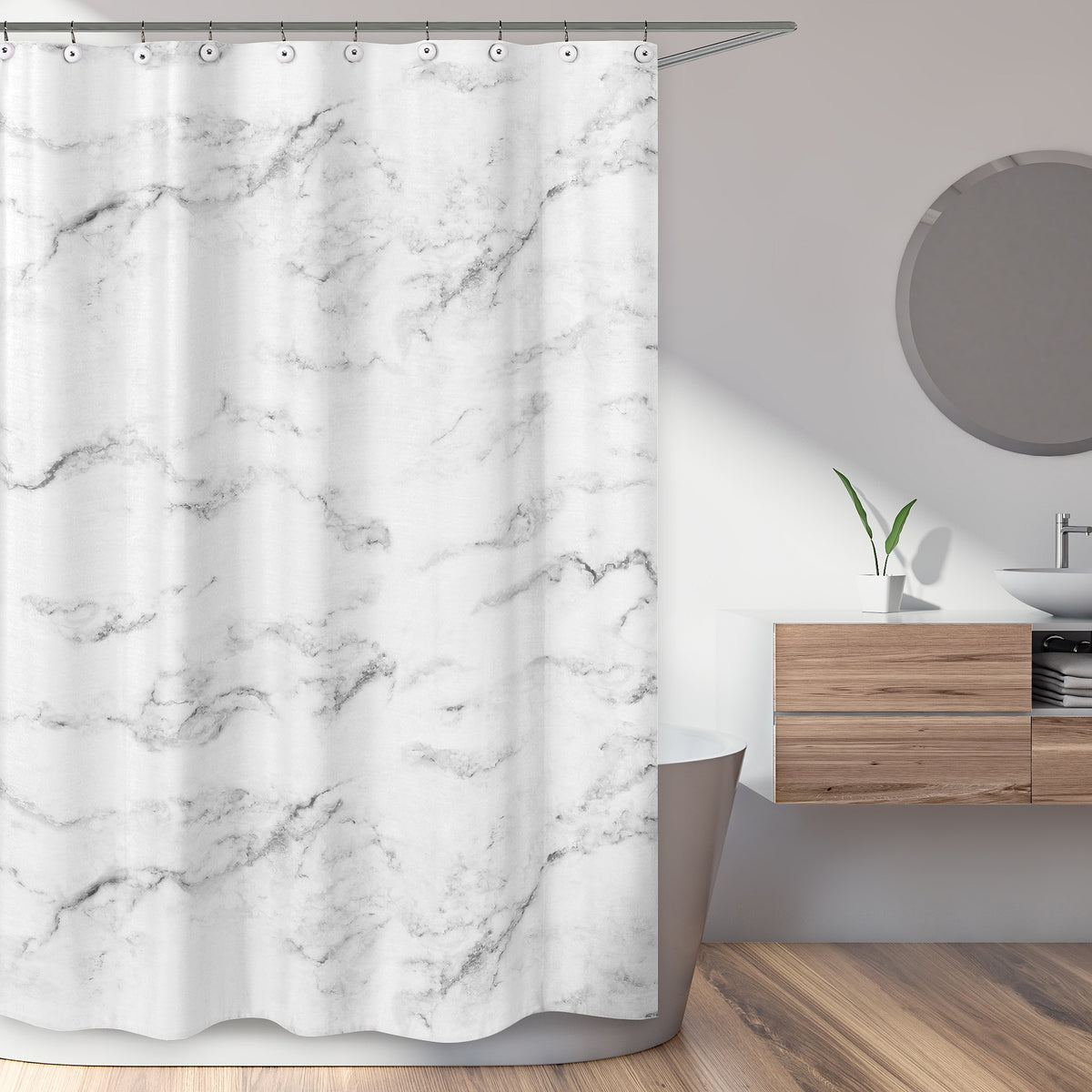Marble Black and White Collection Shower Curtain