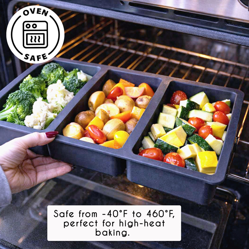 Silicone Divided Meal Prep Bowl and Reheating Serving Tray