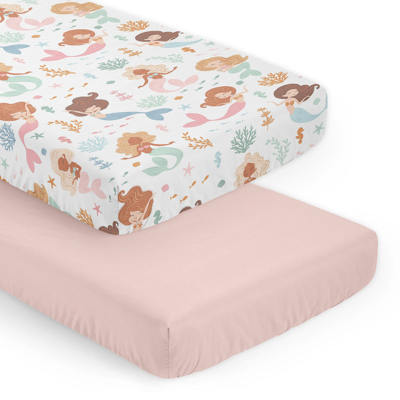 Pink and Blue Mermaids Collection 2 Pack Crib Sheets