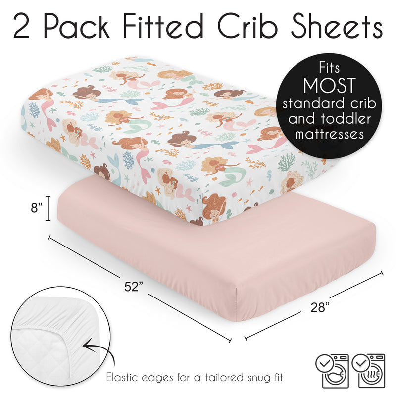 Pink and Blue Mermaids Collection 2 Pack Crib Sheets