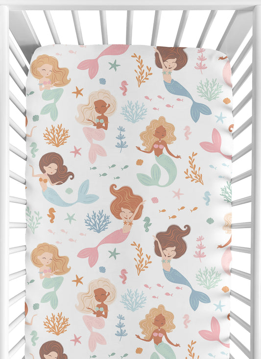 Pink and Blue Mermaids Collection 2 Pack Crib Sheets