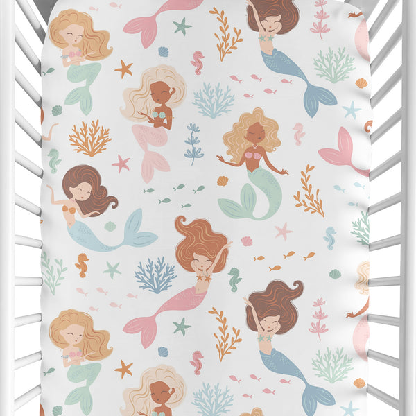 Pink and Blue Mermaids Collection 2 Pack Crib Sheets alternate view