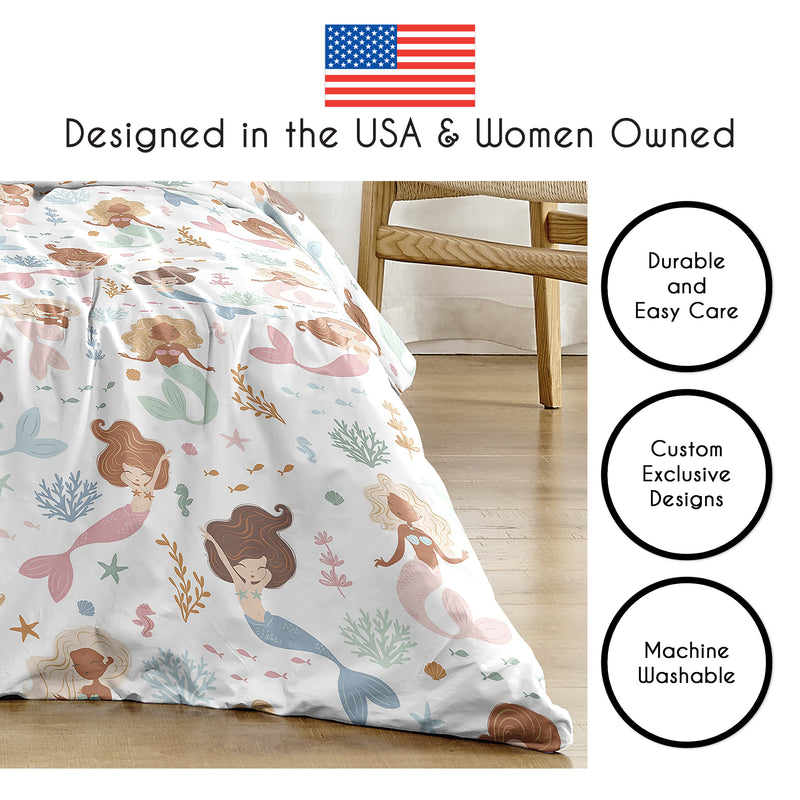 Pink and Blue Mermaids Collection Twin Bedding
