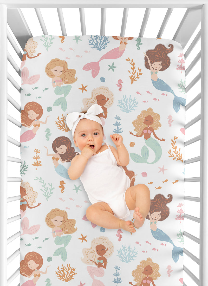 Pink and Blue Mermaids Collection Crib Sheet