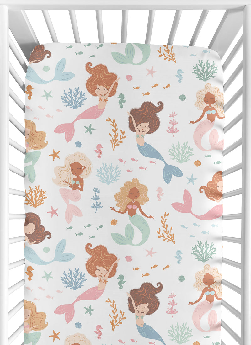 Pink and Blue Mermaids Collection Crib Sheet