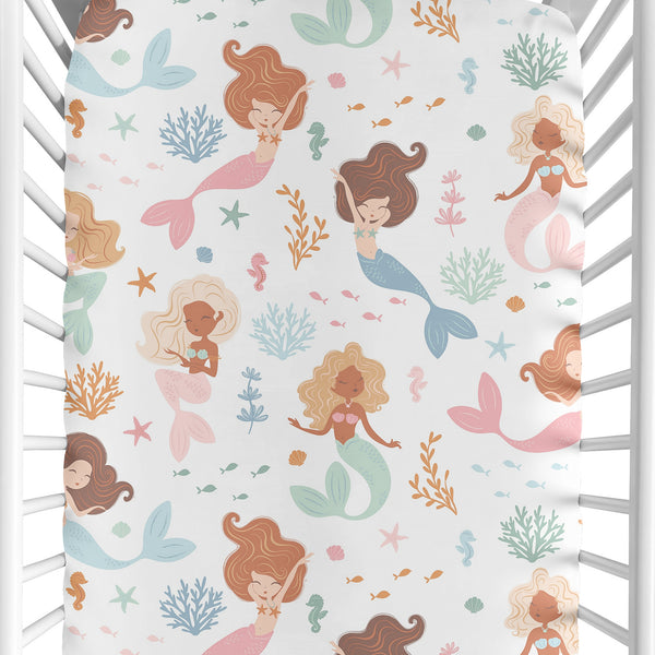 Pink and Blue Mermaids Collection Crib Sheet