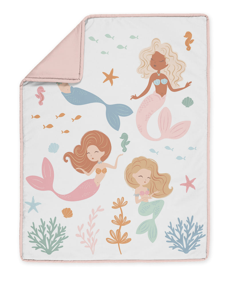 Pink and Blue Mermaids Collection 4 Piece Crib Bedding