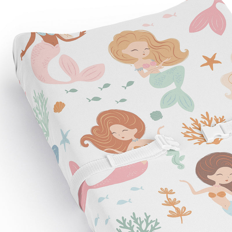 Pink and Blue Mermaids Collection Changing Pad Cover Sheet
