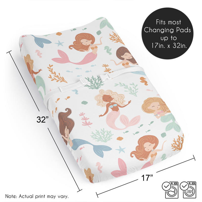 Pink and Blue Mermaids Collection Changing Pad Cover Sheet