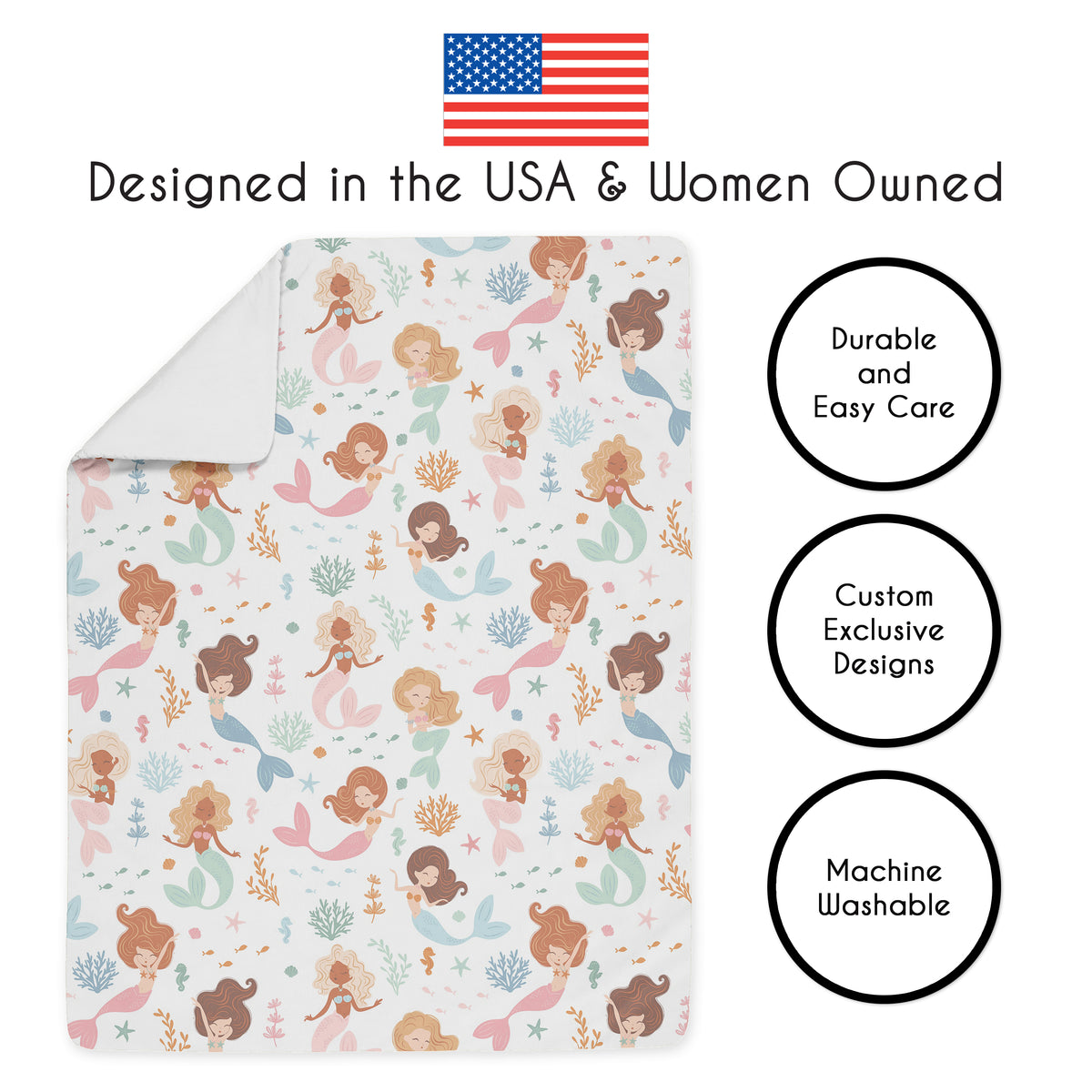 Pink and Blue Mermaids Collection Toddler Bedding