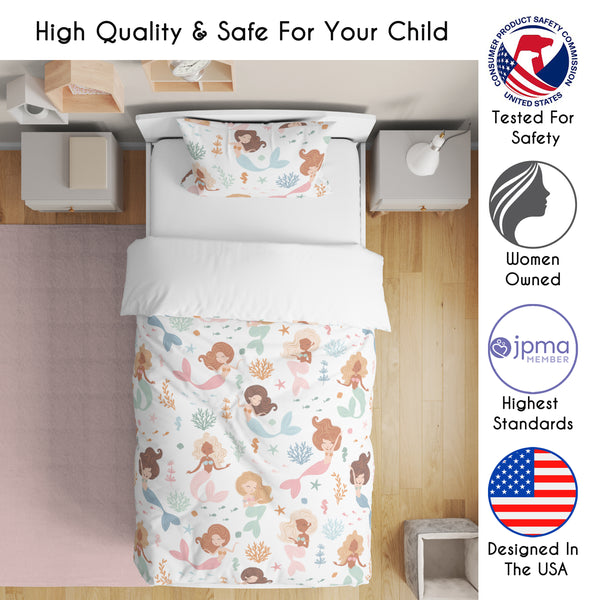 Pink and Blue Mermaids Collection Toddler Bedding alternate view