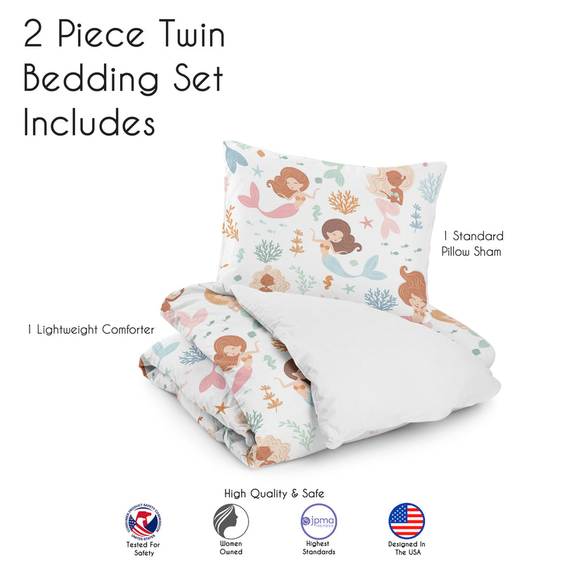 Pink and Blue Mermaids Collection Twin Bedding
