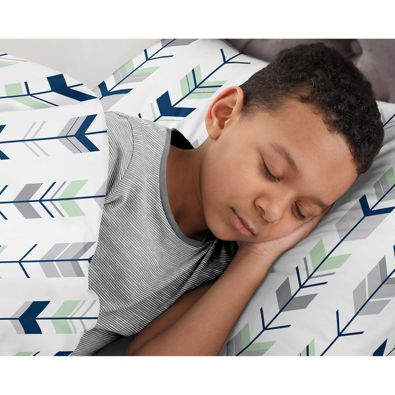 Mod Arrow Grey, Navy and Mint Twin Bedding Collection