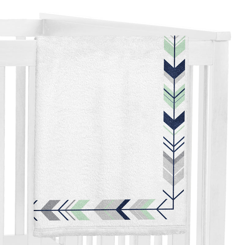 Mod Arrow Grey, Navy and Mint Collection Monthly Milestone Baby Blanket