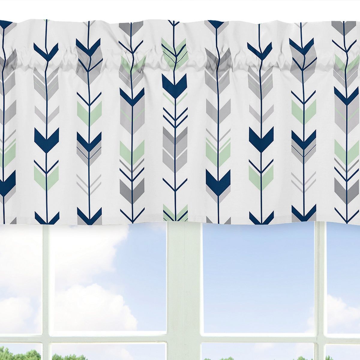 Mod Arrow Grey, Navy and Mint Collection Window Valance