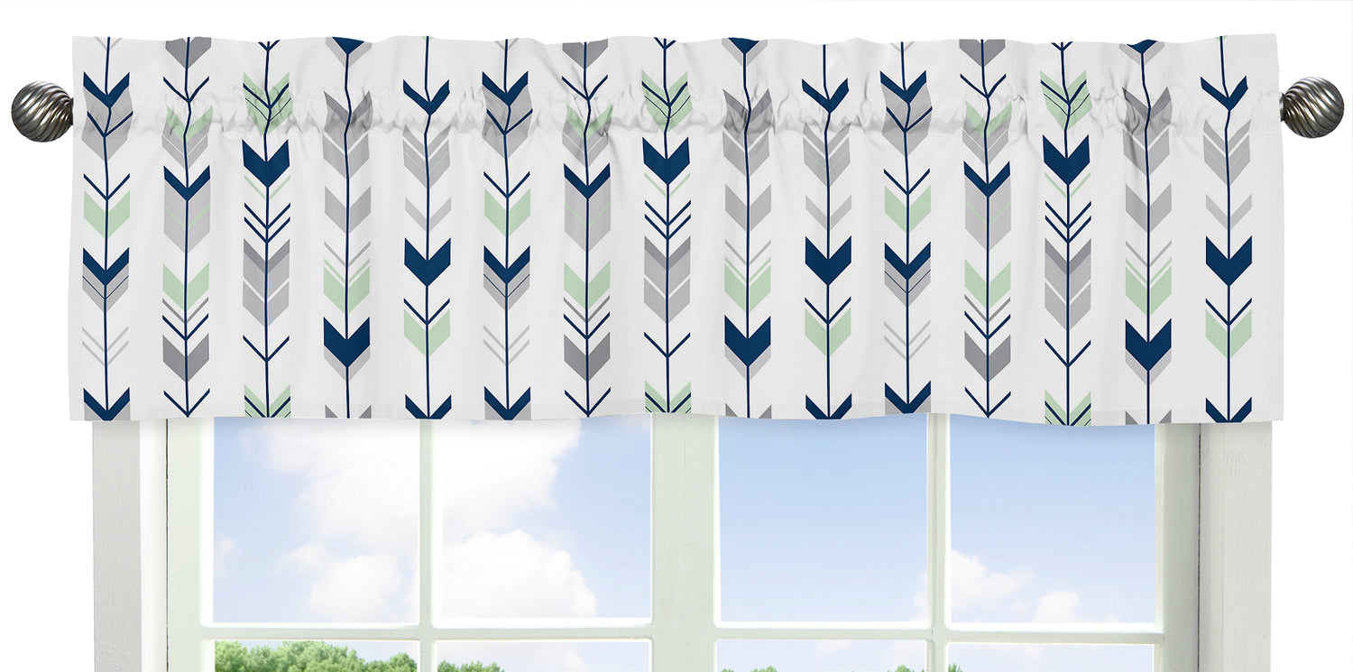 Mod Arrow Grey, Navy and Mint Collection Window Valance