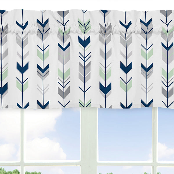 Mod Arrow Grey, Navy and Mint Collection Window Valance