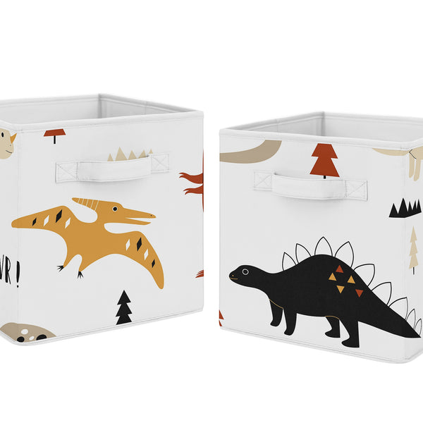 Mod Dinosaur Black and Orange Collection Foldable Fabric Storage Bins