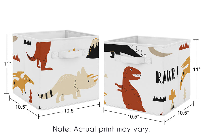Mod Dinosaur Black and Orange Collection Foldable Fabric Storage Bins