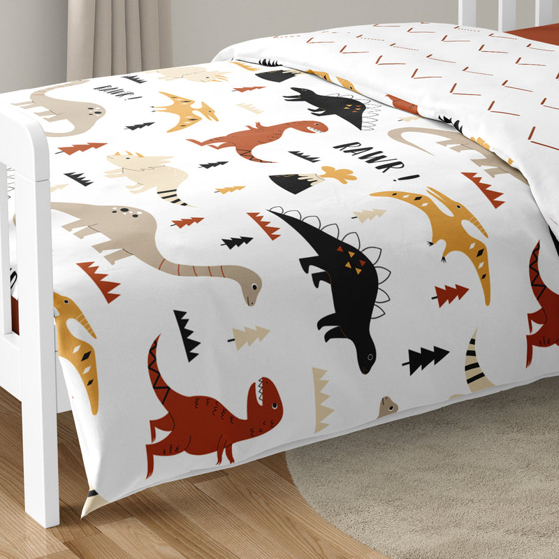 Mod Dinosaur Black and Orange Collection Toddler Bedding