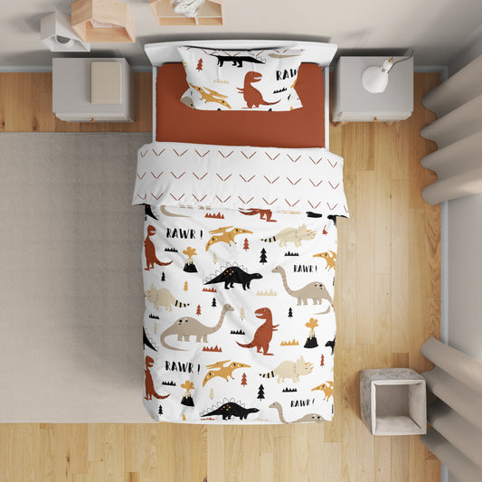 Mod Dinosaur Black and Orange Collection Toddler Bedding
