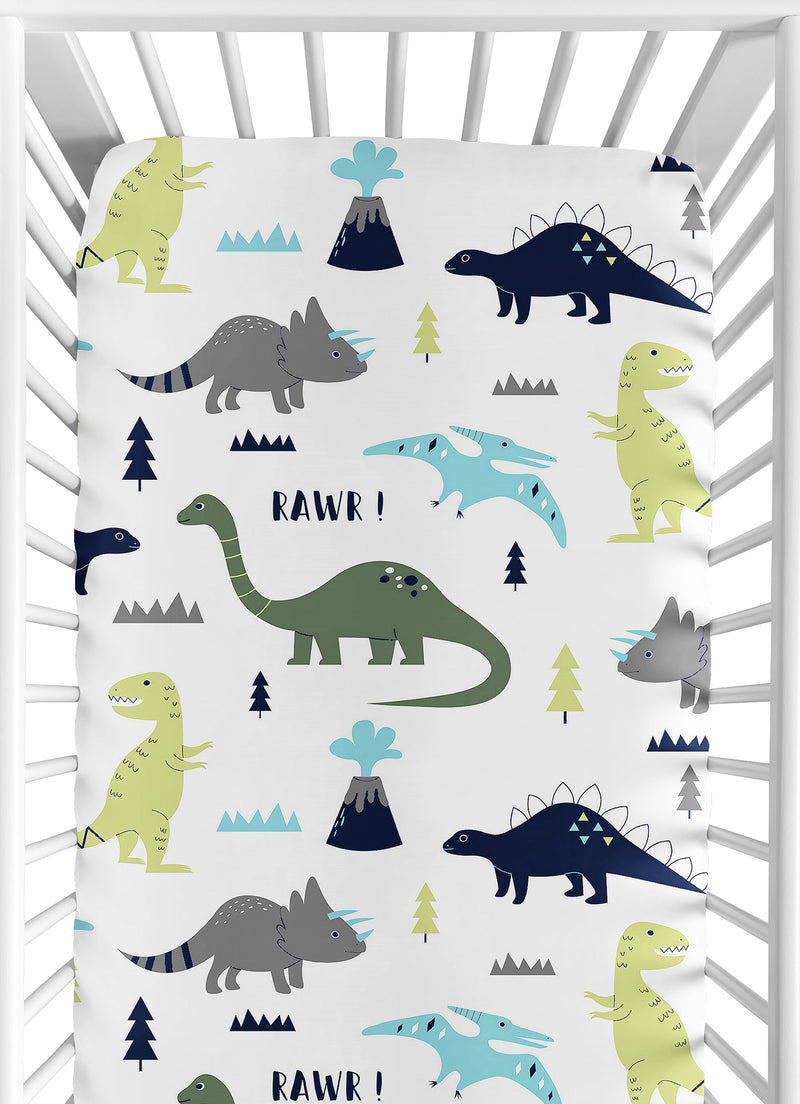 Mod Dinosaur Blue and Green 2 Pack Crib Sheets