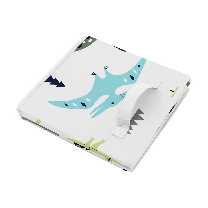 Mod Dinosaur Blue And Green Collection Foldable Fabric Storage Bins - Dinosaurs Print