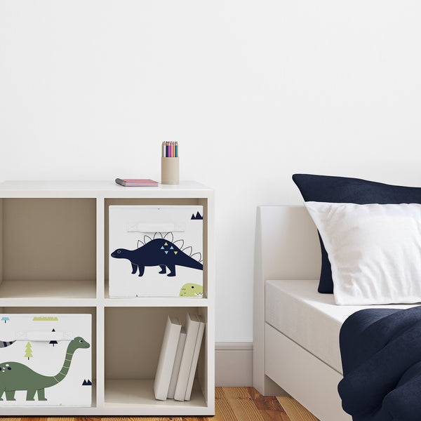 Mod Dinosaur Blue And Green Collection Foldable Fabric Storage Bins - Dinosaurs Print alternate view
