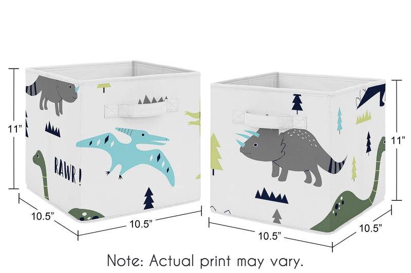 Mod Dinosaur Blue And Green Collection Foldable Fabric Storage Bins - Dinosaurs Print