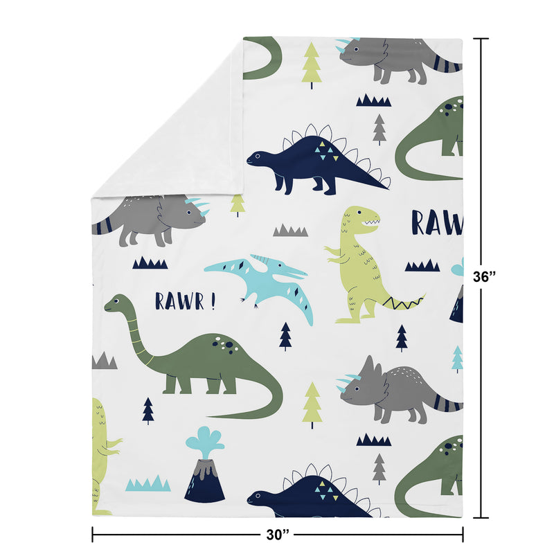 Mod Dinosaur Blue and Green Collection Baby Blanket