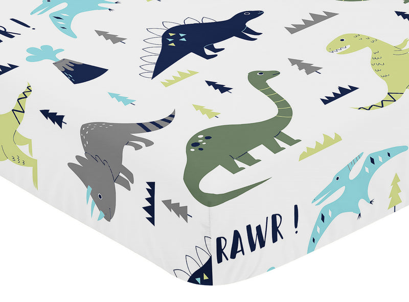 Mod Dinosaur Blue And Green Collection Crib Sheet