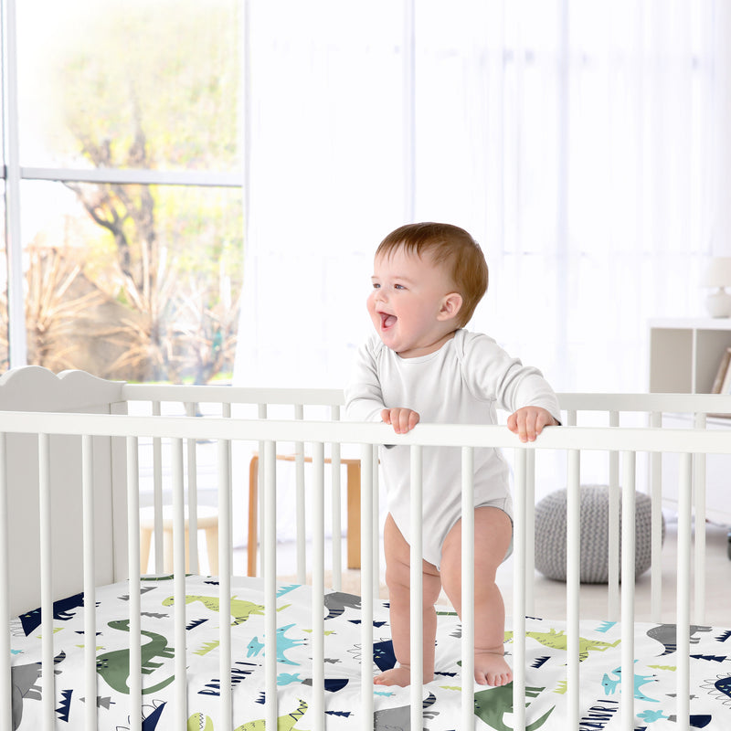 Mod Dinosaur Blue And Green Collection Crib Sheet